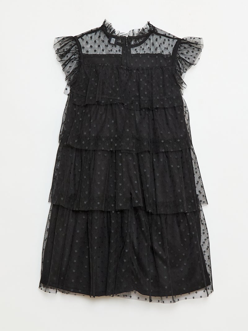 Vestido de tul con volantes y estampado de lunares 'Halloween' Negro - Kiabi