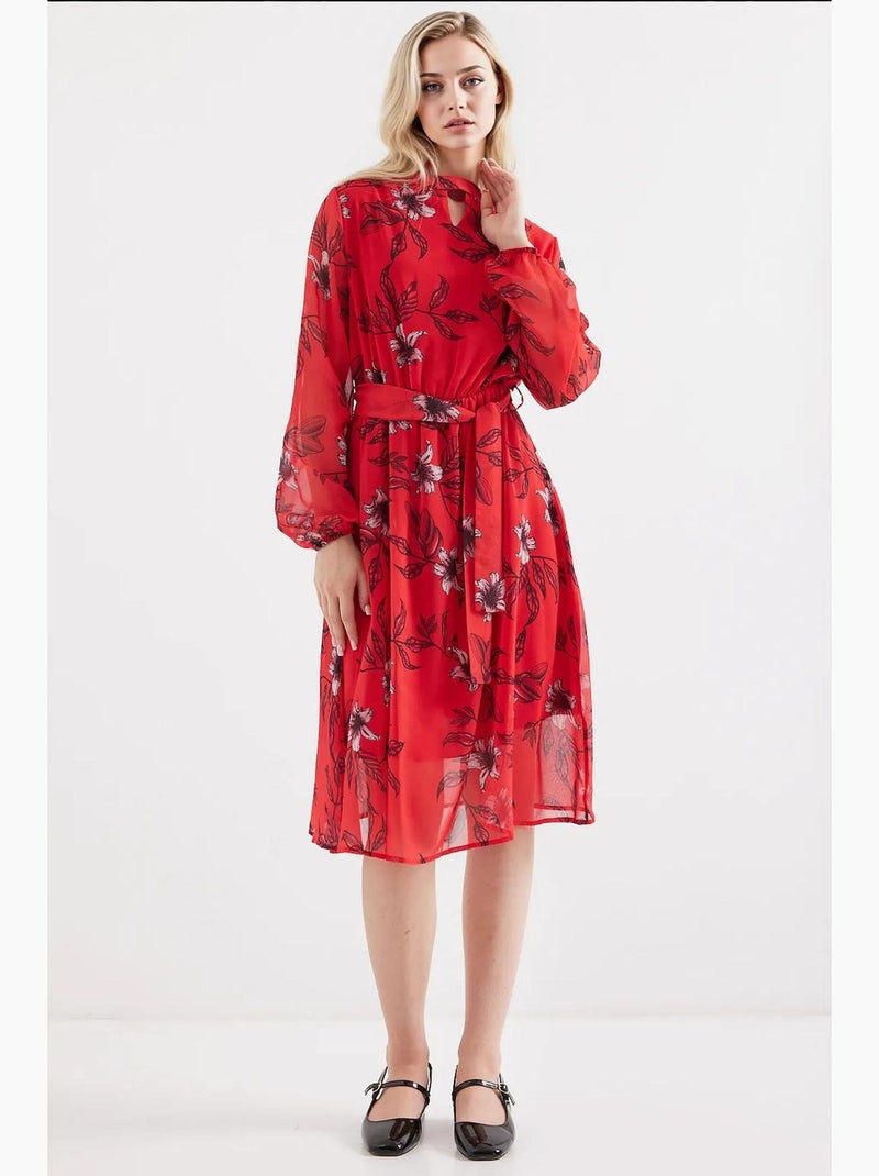 Vestido de tul estampado con forro bdart Rojo - Kiabi