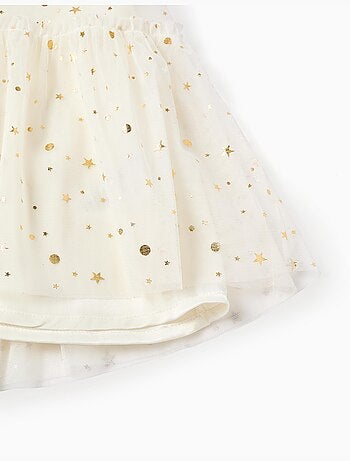Vestido de tul sin mangas con volantes y estrellas