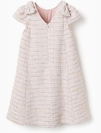 Vestido de tweed de línea A con lazos decorativos