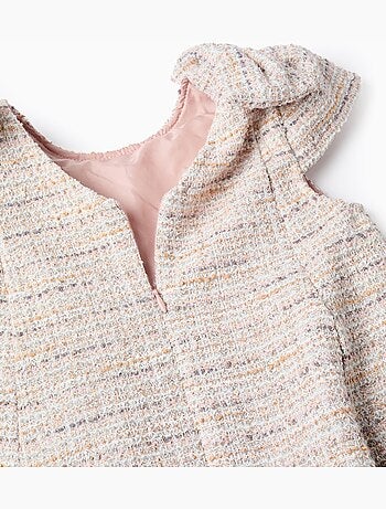 Vestido de tweed de línea A con lazos decorativos