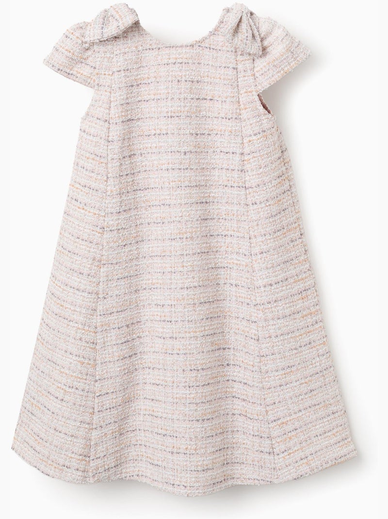 Vestido de tweed de línea A con lazos decorativos Rosa claro - Kiabi