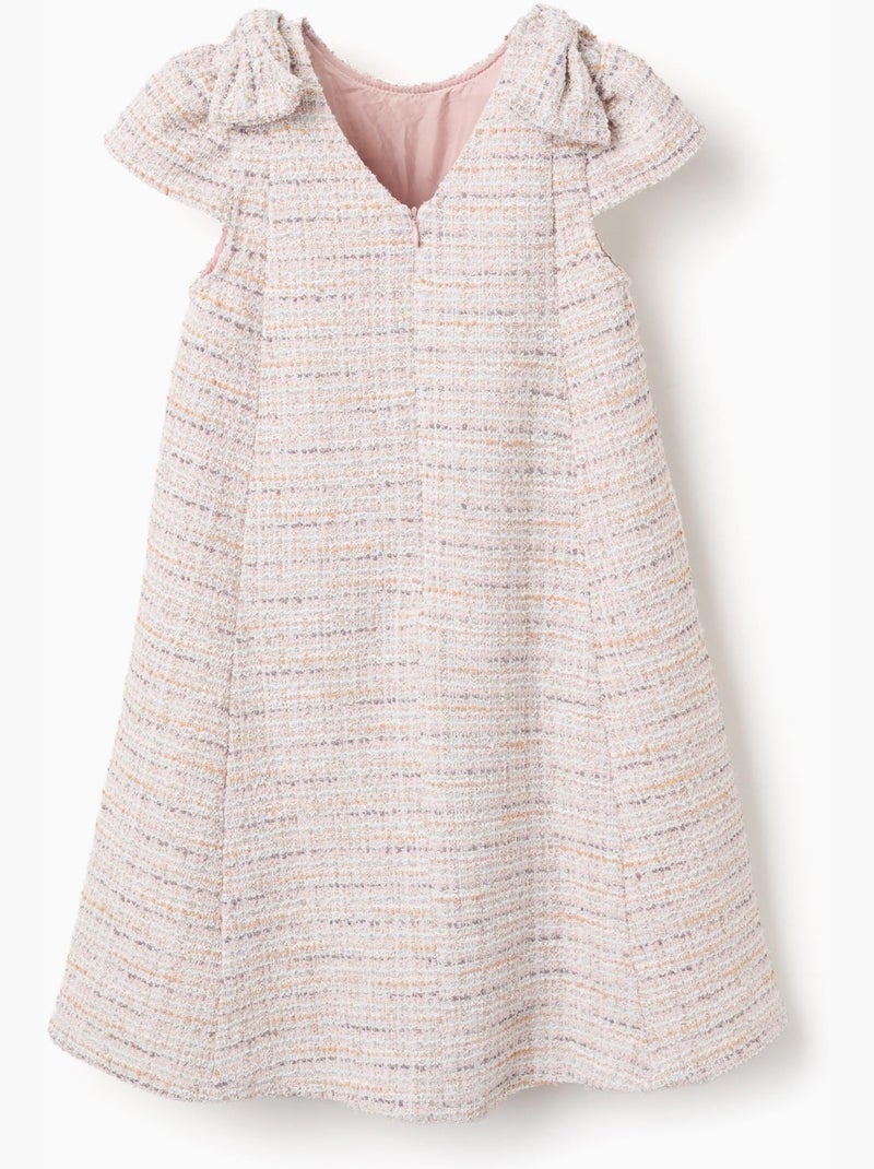 Vestido de tweed de línea A con lazos decorativos Rosa claro - Kiabi