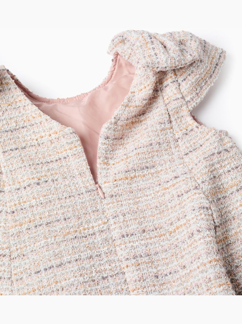 Vestido de tweed de línea A con lazos decorativos Rosa claro - Kiabi