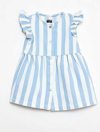 Vestido de twill a rayas y manga corta
