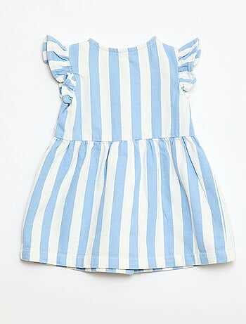 Vestido de twill a rayas y manga corta