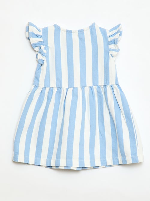 Vestido de twill a rayas y manga corta - Kiabi