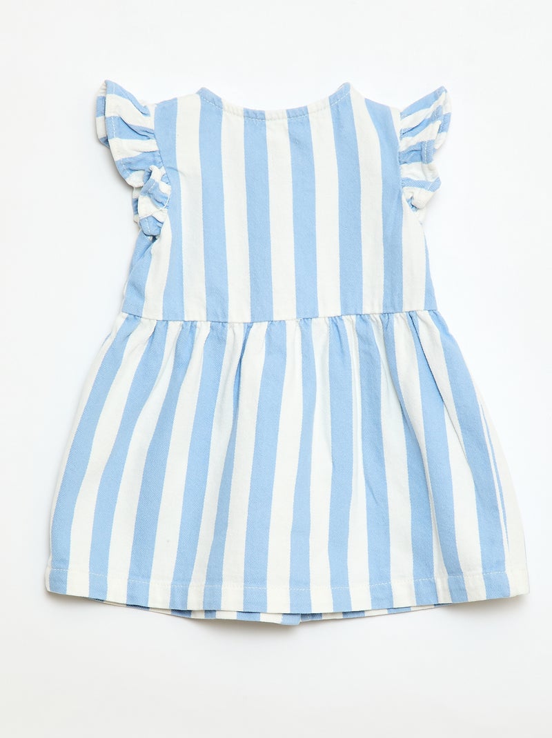 Vestido de twill a rayas y manga corta Azul - Kiabi
