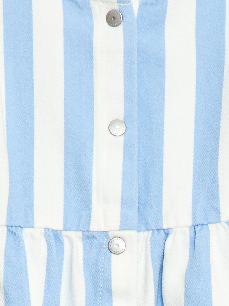 Vestido de twill a rayas y manga corta Azul - Kiabi