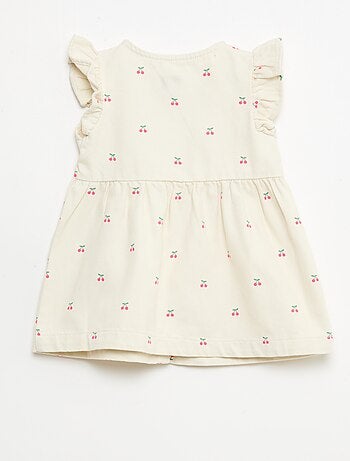 Vestido de twill a rayas y manga corta