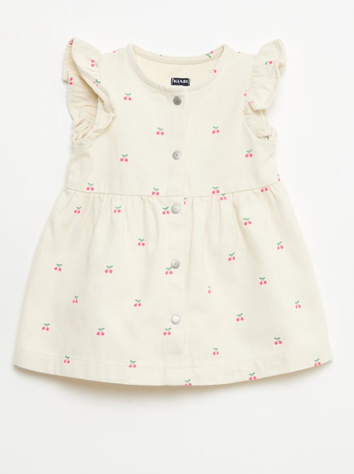 Vestido de twill a rayas y manga corta - Kiabi