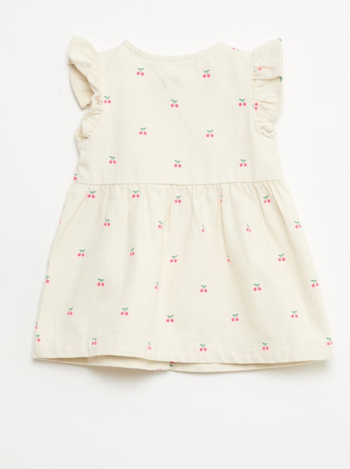 Vestido de twill a rayas y manga corta - Kiabi