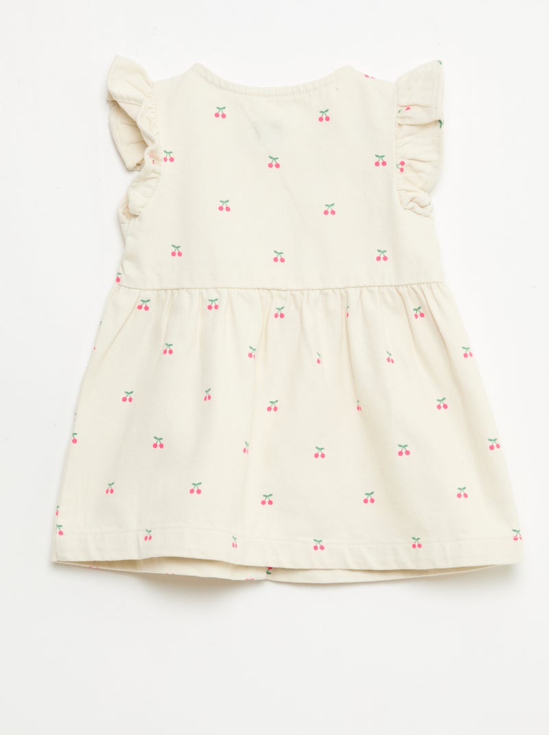 Vestido de twill a rayas y manga corta Blanco - Kiabi
