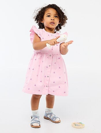 Vestido de twill a rayas y manga corta