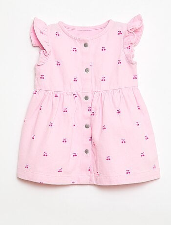 Vestido de twill a rayas y manga corta