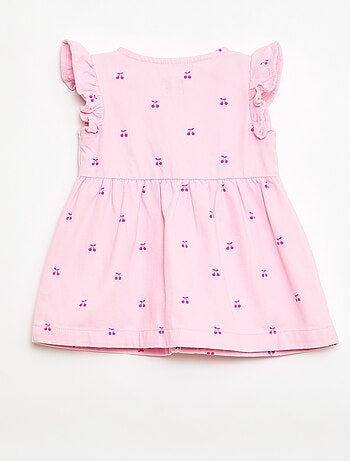 Vestido de twill a rayas y manga corta