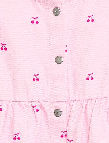 Vestido de twill a rayas y manga corta