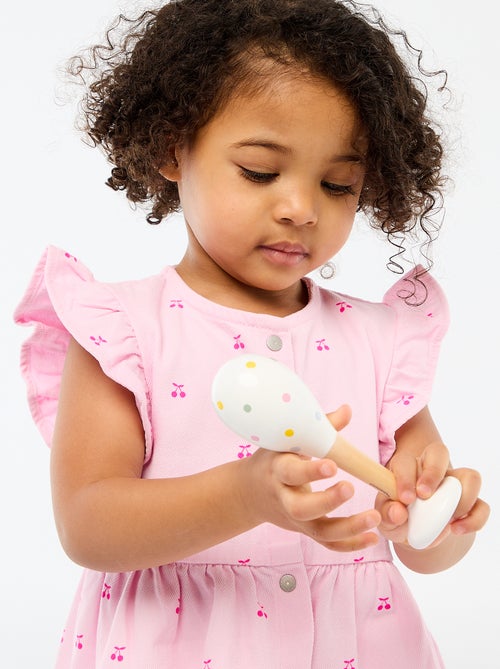 Vestido de twill a rayas y manga corta - Kiabi