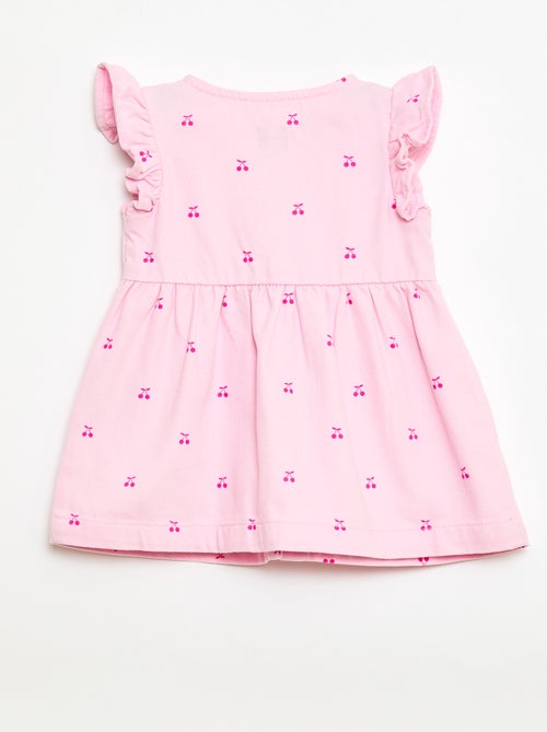 Vestido de twill a rayas y manga corta - Kiabi