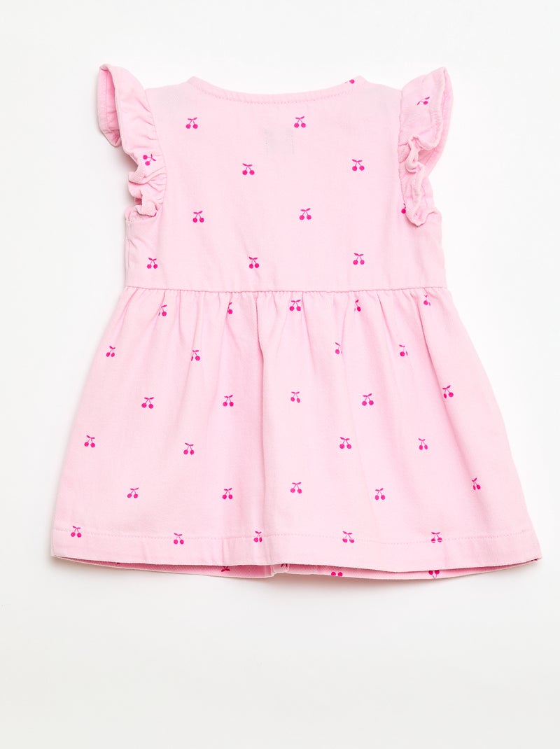 Vestido de twill a rayas y manga corta Rosa - Kiabi