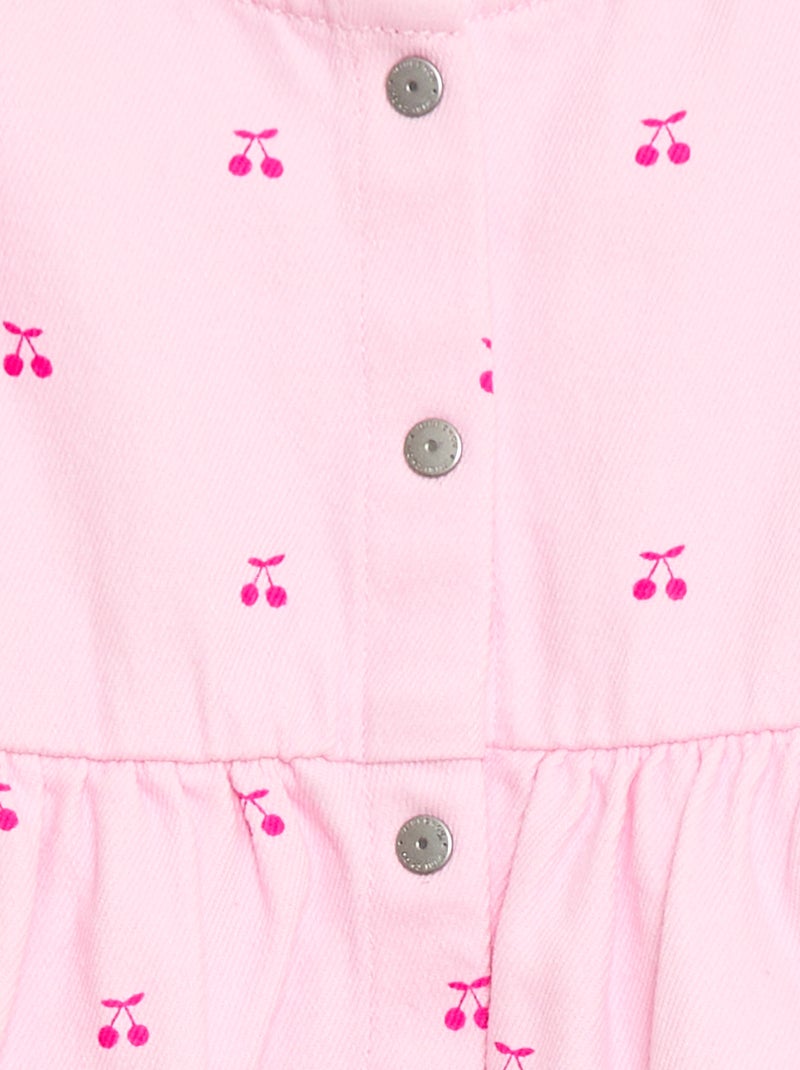 Vestido de twill a rayas y manga corta Rosa - Kiabi