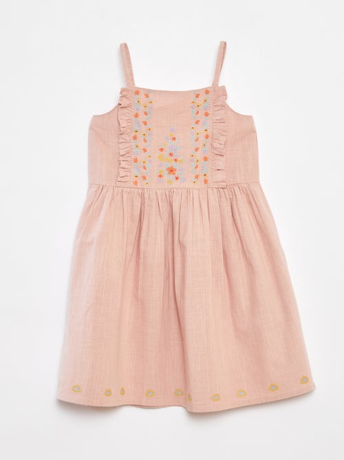 Vestido de urdimbre y trama con bordados - Kiabi