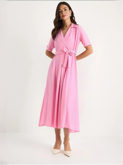 Vestido de verano de manga corta con cinturón y escote en v cruzado lucci - Kiabi Vestido de verano de manga corta con cinturón y escote en v cruzado lucci - Kiabi