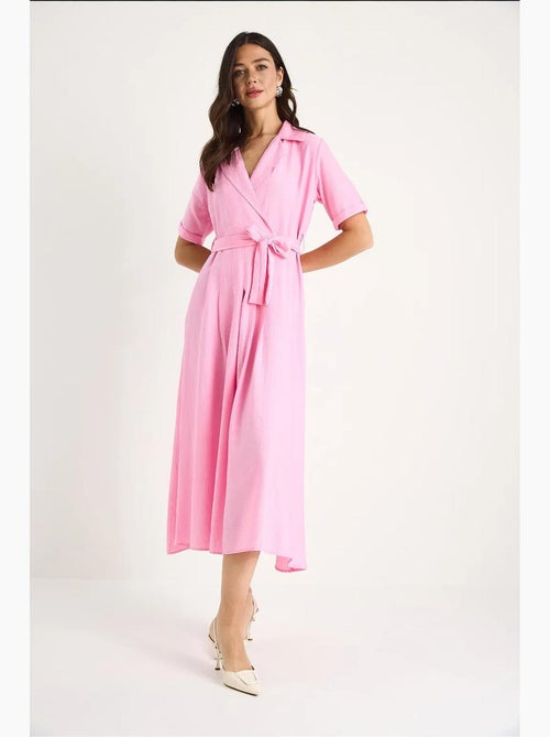 Vestido de verano de manga corta con cinturón y escote en v cruzado lucci - Kiabi Vestido de verano de manga corta con cinturón y escote en v cruzado lucci - Kiabi