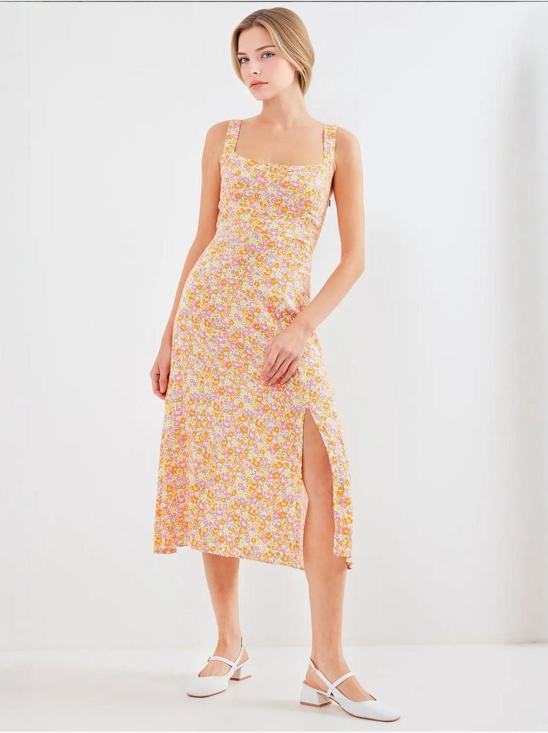 Vestido de viscosa con tirantes y abertura bdart Naranja mandarina - Kiabi
