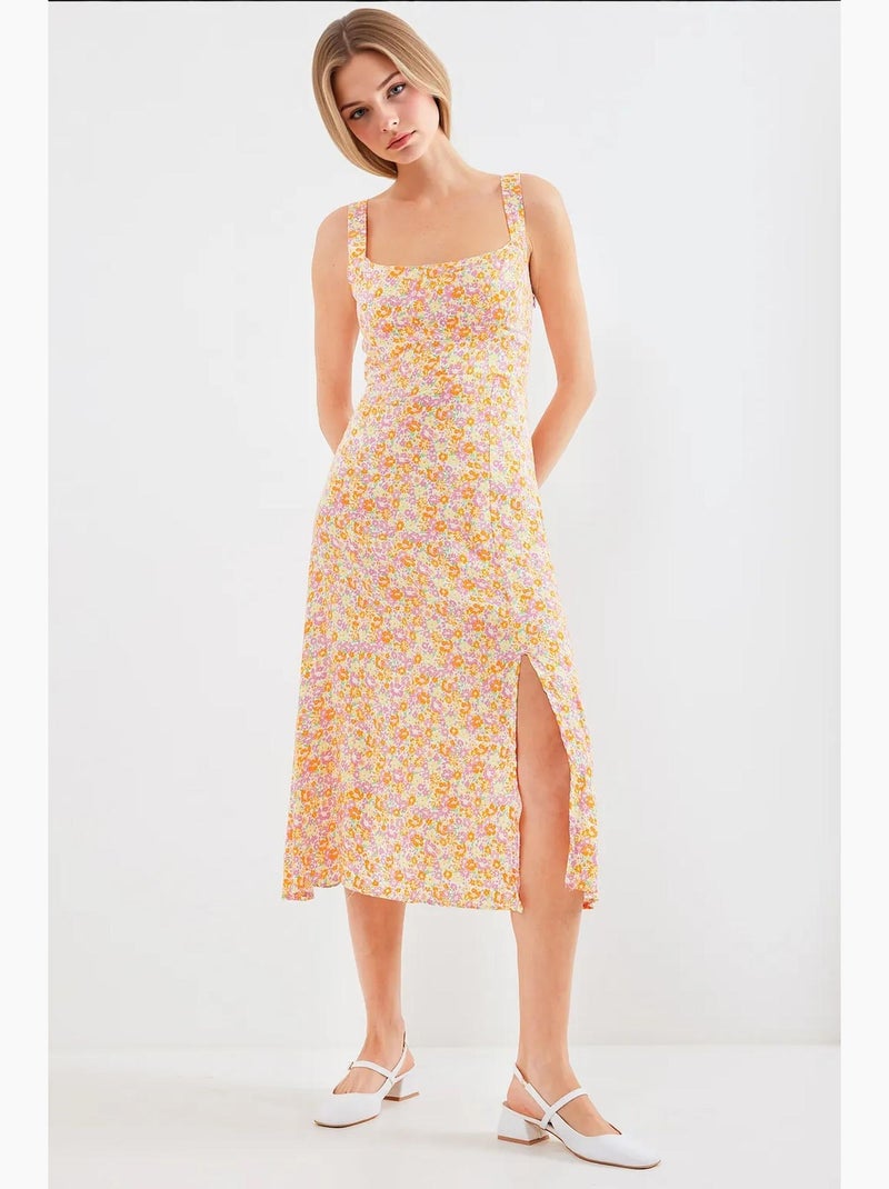 Vestido de viscosa con tirantes y abertura bdart Naranja mandarina - Kiabi