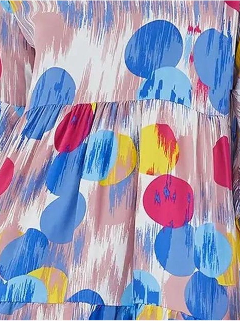 Vestido de viscosa de manga corta con estampado azul rey rojo de bdart Azul - Kiabi