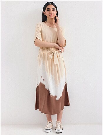 Vestido de viscosa de manga corta con estampado bdart