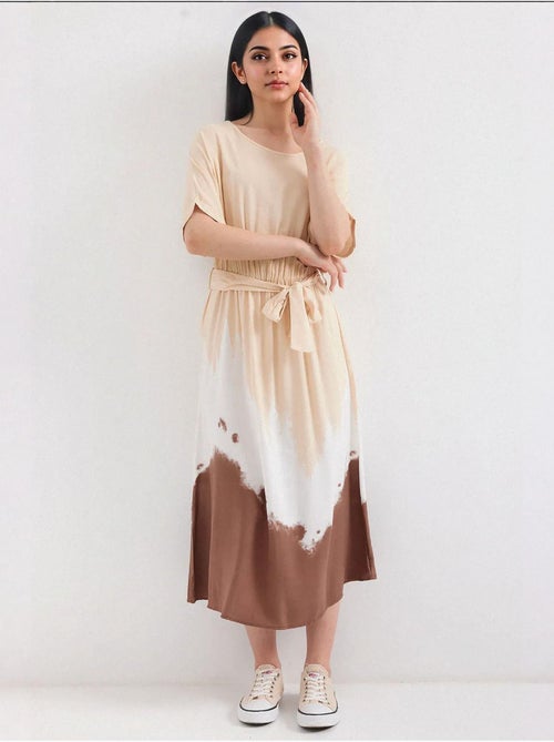 Vestido de viscosa de manga corta con estampado bdart - Kiabi