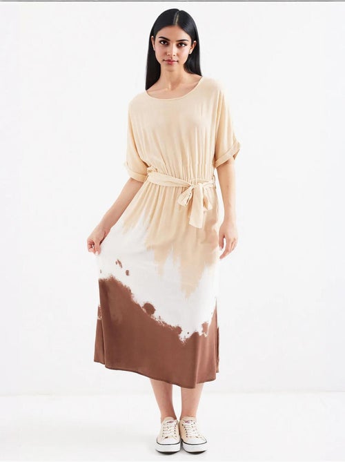 Vestido de viscosa de manga corta con estampado bdart - Kiabi