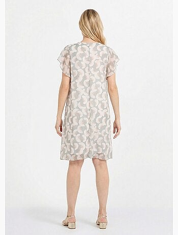 Vestido de voile con hilo metalizado y estampado de ginkgo - Afibel