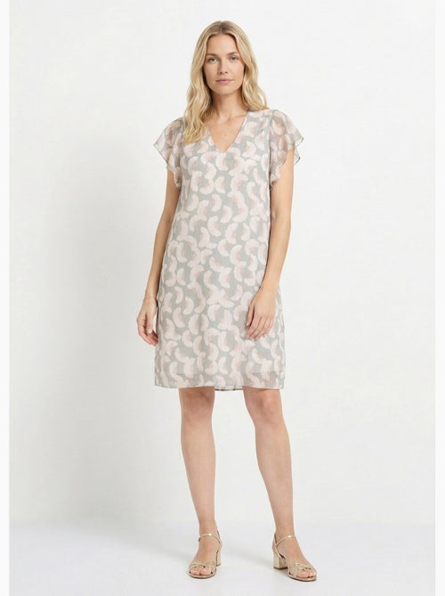 Vestido de voile con hilo metalizado y estampado de ginkgo - Afibel - Kiabi