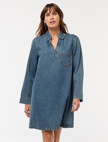 Vestido denim corte recto