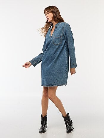 Vestido denim corte recto