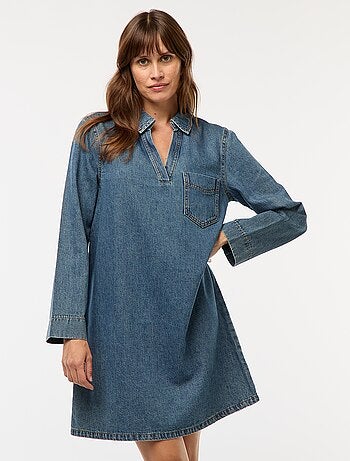 Vestido denim corte recto