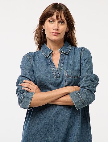 Vestido denim corte recto