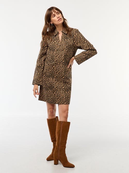 Vestido denim leopardo - Kiabi