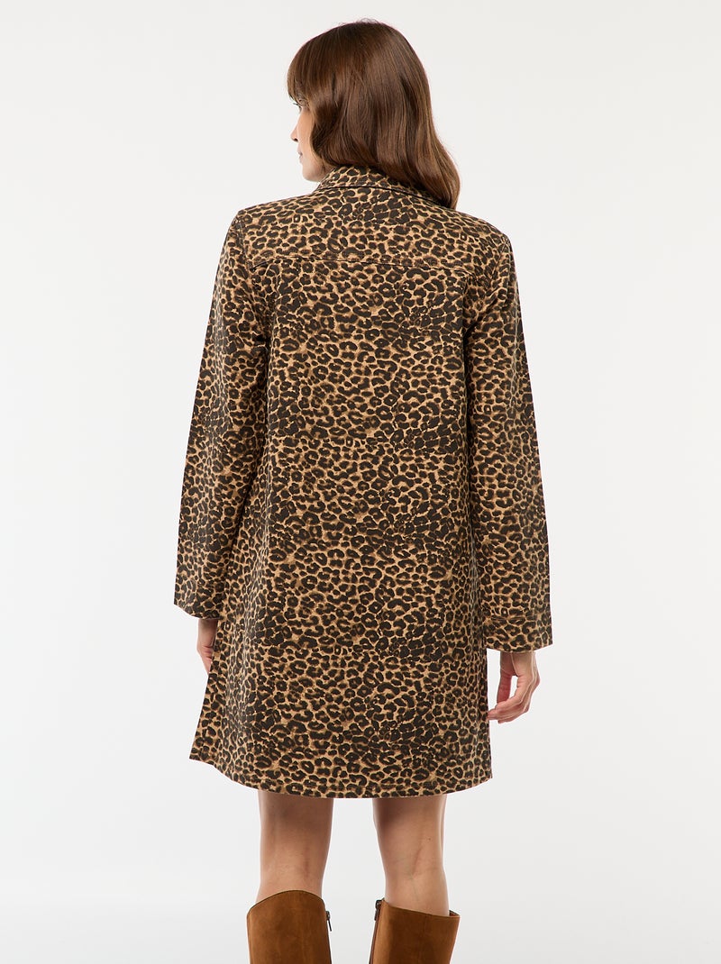 Vestido denim leopardo Marron - Kiabi