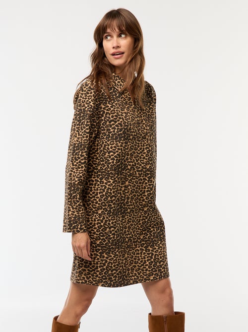 Vestido denim leopardo - Kiabi
