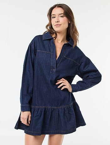 Vestido denim manga larga