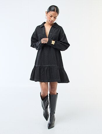 Vestido denim manga larga