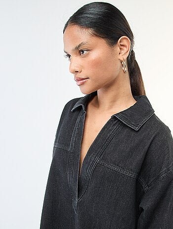 Vestido denim manga larga