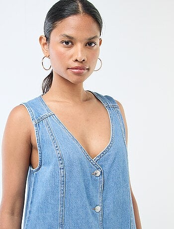 Vestido denim sin mangas de algodón