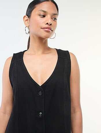 Vestido denim sin mangas de algodón