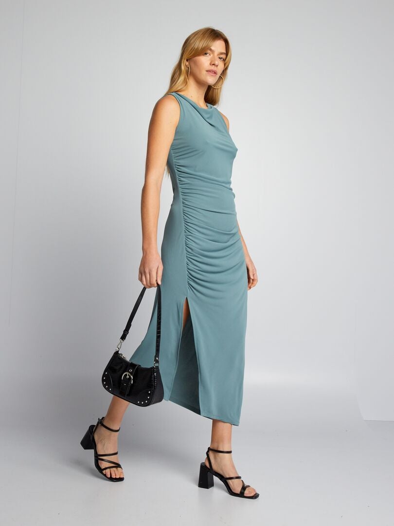 Vestido Con Cuello Drapeado Negro/Diseu00f1o Ladies H&M MX