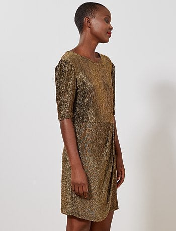 Vestido drapeado de lúrex - Kiabi